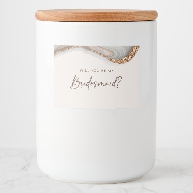 Stone Marble Agate Bridesmaid Candle Label Lebensmitteletikett (Vorderseite)