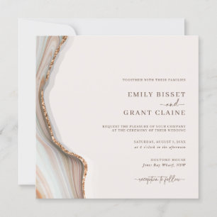 Stone Marble Agate Square Einladung zur Hochzeit