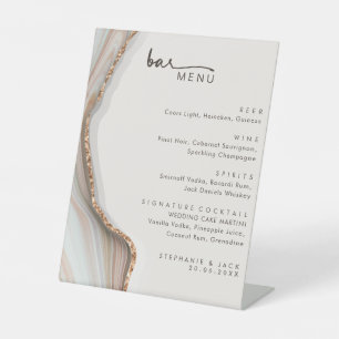 Stone Marble Agate Wedding Drinks Bar Menu Sockelschild