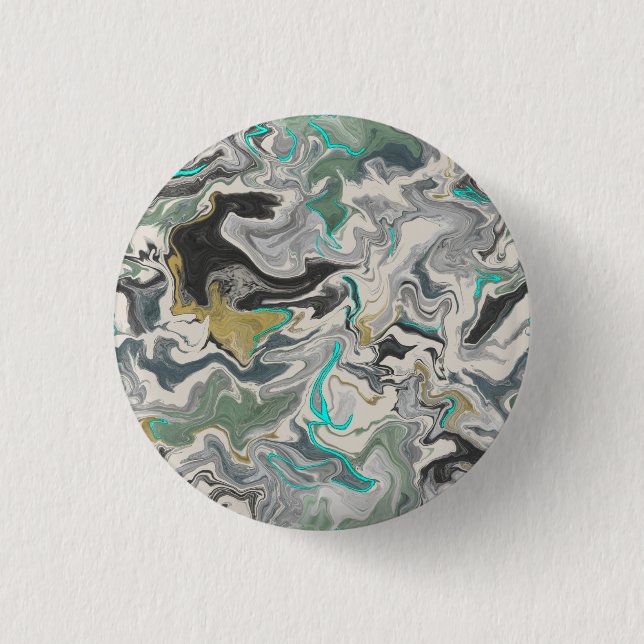 Stone Marbling with Turquoise Veins 1 1/4" Round Button (Vorderseite)