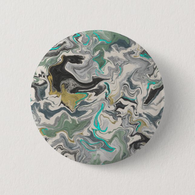 Stone Marbling with Turquoise Veins 2 1/4" Round Button (Vorderseite)