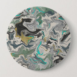 Stone Marbling with Turquoise Veins 4" Round Button