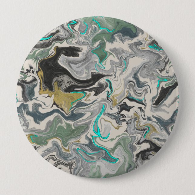 Stone Marbling with Turquoise Veins 4" Round Button (Vorderseite)