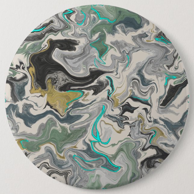 Stone Marbling with Turquoise Veins 6" Round Button (Vorderseite)