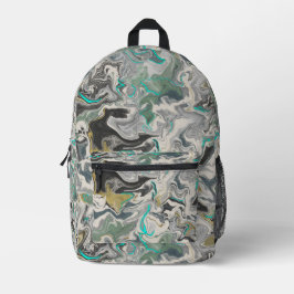 Stone Marbling with Turquoise Veins Bedruckter Rucksack