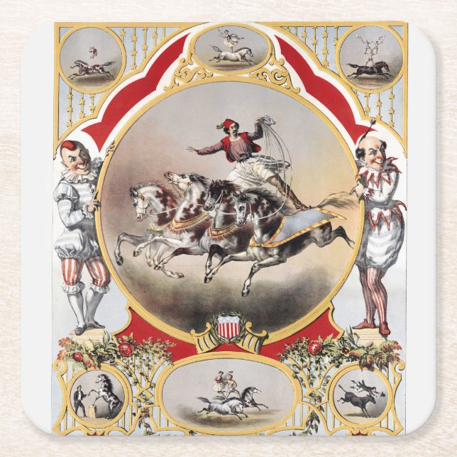 Stone & Murray's Zirkus, circa 1870. Rechteckiger Pappuntersetzer (Vorderseite)