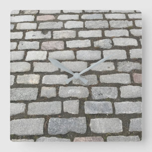 Stone Pathway Gray Cobblestone Street Sidewalk Quadratische Wanduhr