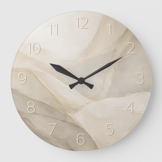 Stone Quiet — Minimalistische geprägte Ziffern Große Wanduhr (Vorderseite)
