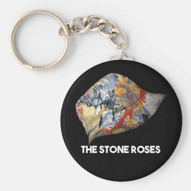 Stone Rose Hat Manchester Button Key Ring Schlüsselanhänger (Vorne)