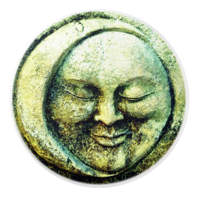 Stone schauen Mond und Sonne Gesicht Halbmond Keramikknauf (Vorderseite)