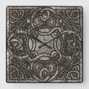 Stone Texture Celtic Knot Wall Clock Quadratische Wanduhr