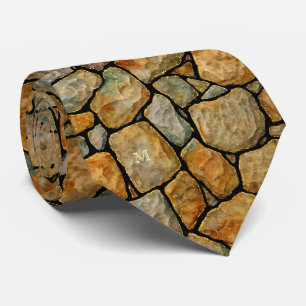 Stone Texture Krawatte mit Golden Accents - Monogr