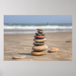 Stone Tower on Beach Poster