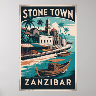 Stone Town Sansibar Retro-Reiseposter-Kunst Poster