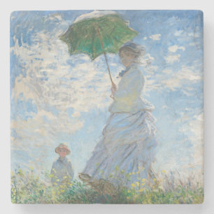 STONE UNTERSETZER: CLAUDE MONET: FRAU MIT PARASOL STEINUNTERSETZER