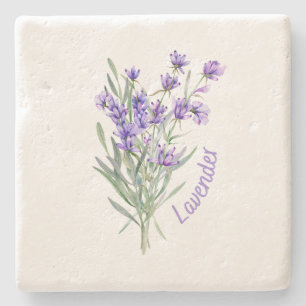 Stone Untersetzer, Lavender Wasserfarbe Blume Steinuntersetzer