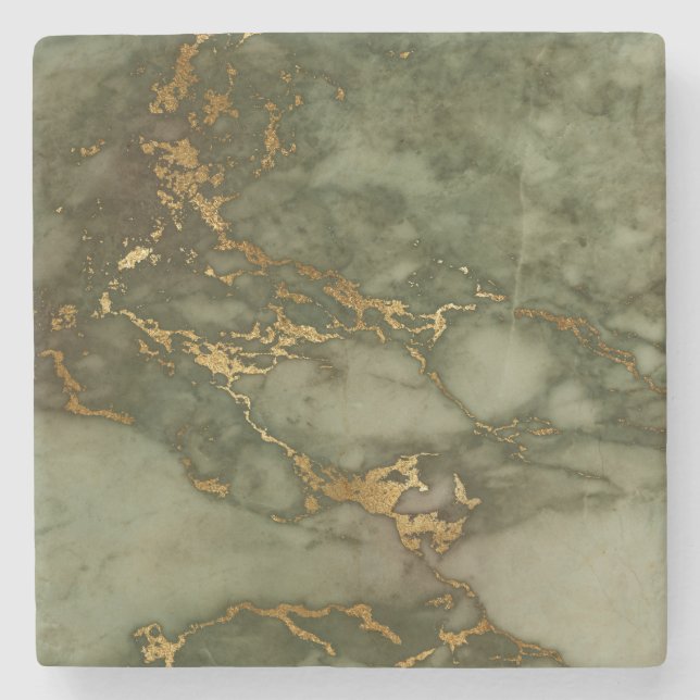 Stone Untersetzer Marble Green Gold Metall (Vorderseite)