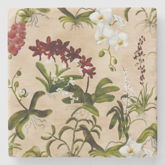 Stone Untersetzer - Orchid-Muster in Beige (Vorderseite)