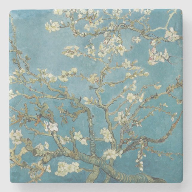 STONE UNTERSETZER: VAN GOGH: ALMOND BLOSSOM  STEINUNTERSETZER (Vorderseite)