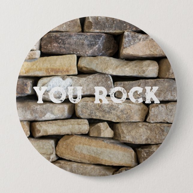 Stone Wall gestackte Steine Rock You Custom Text Button (Vorderseite)