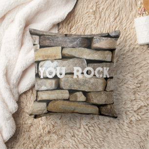 Stone Wall gestackte Steine Rock You Custom Text Kissen