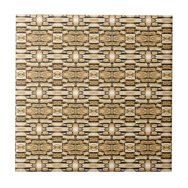 Stone Wall Tan Rustic Southwest Geometric Muster Fliese (Vorderseite)