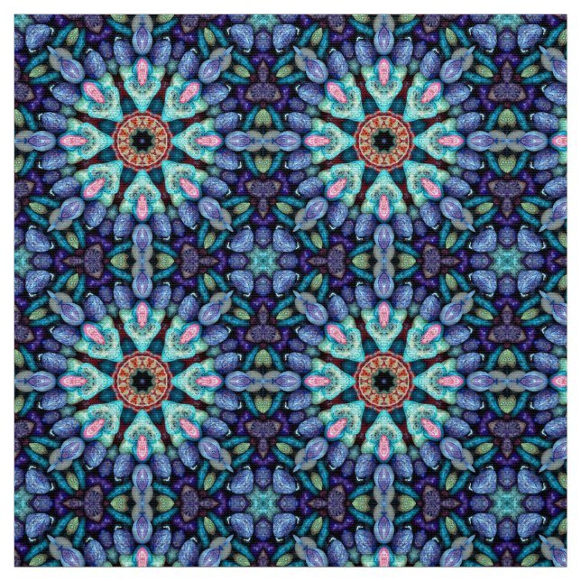 Stone Wonder Vintag Blue Fraktal Kaleidoskop Stoff (Muster)