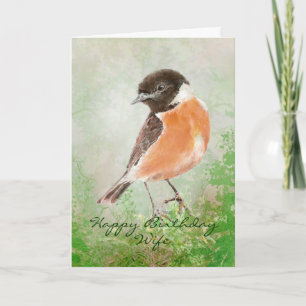 Stonechat Vogel-alles- Gute zum GeburtstagEhefrau Karte