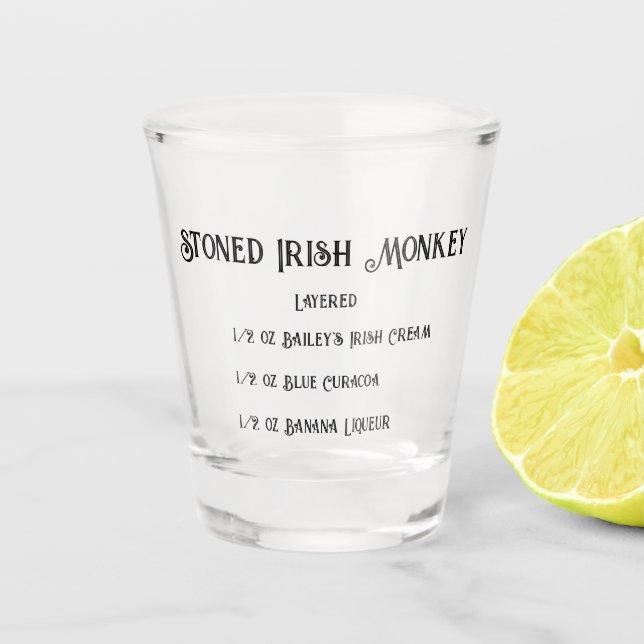Stoned Irish Monkey Novelty Shot Glass Schnapsglas (Vorderseite)