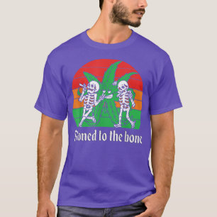 Stoned to the Bone Skeleton Smoking Weed Vintage F T-Shirt