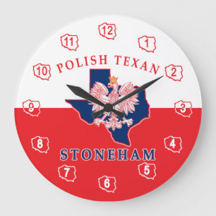 Stoneham Polish Texan Große Wanduhr