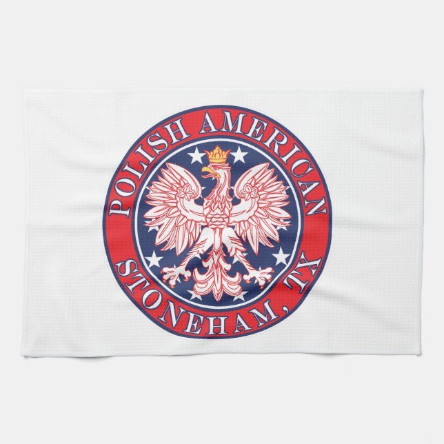 Stoneham Texas Polnischer Adler Geschirrtuch (Horizontal)