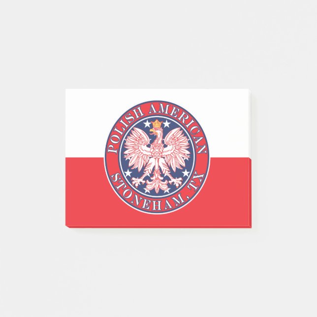 Stoneham Texas Polnischer Adler Post-it Klebezettel (Vorderseite)