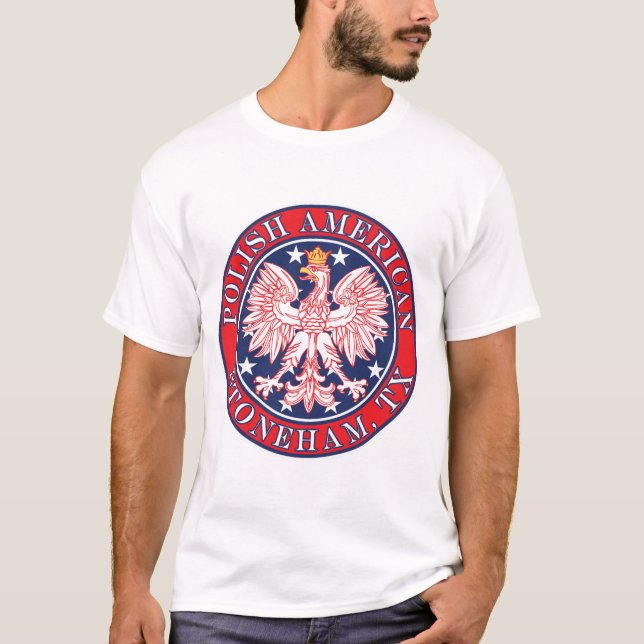Stoneham Texas Polnischer Adler T-Shirt (Vorderseite)