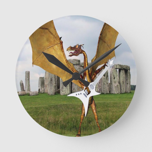 Stonehenge Dragon Runde Wanduhr (Vorderseite)