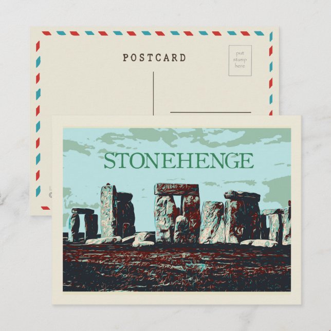 Stonehenge, England, Illustration Großbritannien Postkarte (Vorne/Hinten)