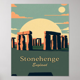 Stonehenge England Minimalist Vintage Kunstplakat Poster