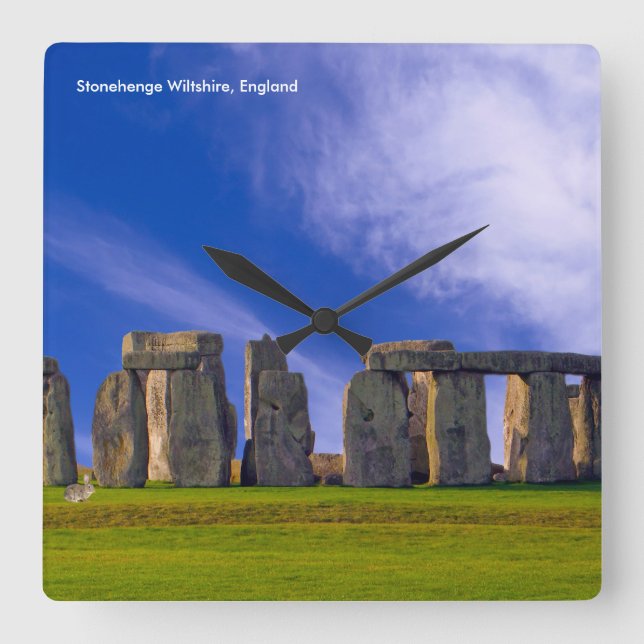 Stonehenge-Image für die runde, große Wall-Uhr Quadratische Wanduhr (Vorderseite)