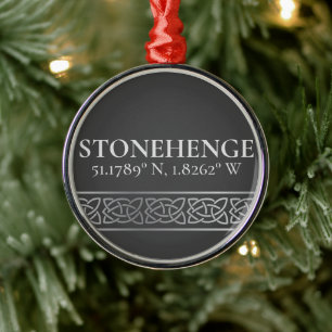 Stonehenge Latitude Longitude Dark Ornament Aus Metall