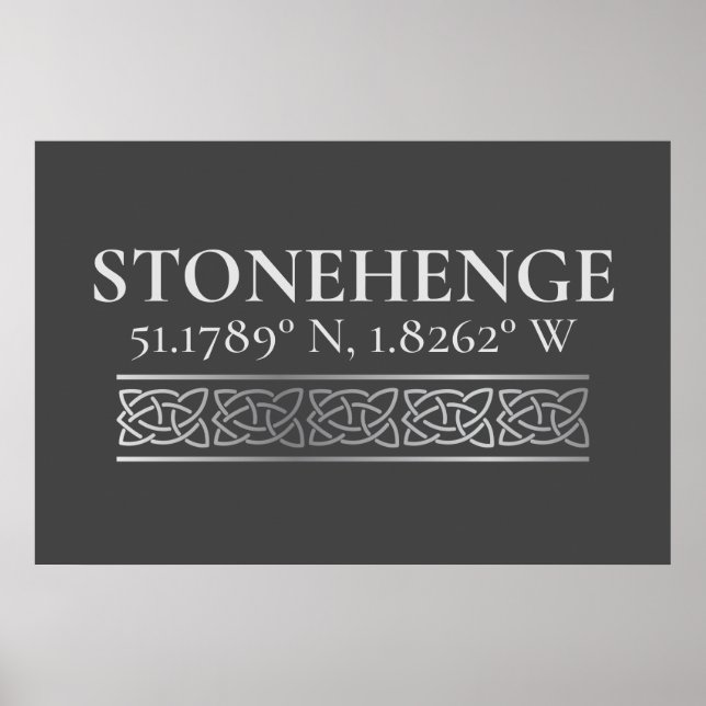 Stonehenge Latitude Longitude Dark Poster (Vorne)