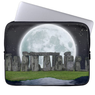 Stonehenge & Moon Alte historische Stätte des Powe Laptopschutzhülle