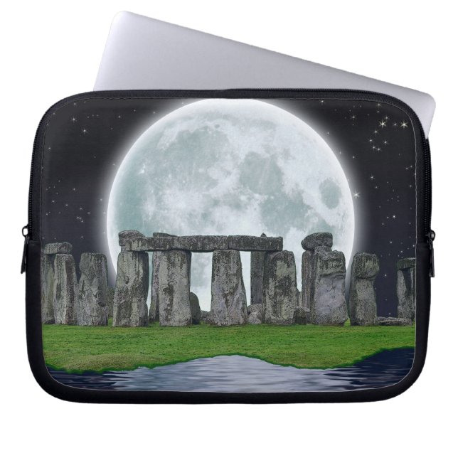 Stonehenge & Moon Alte historische Stätte des Powe Laptopschutzhülle (Vorderseite)