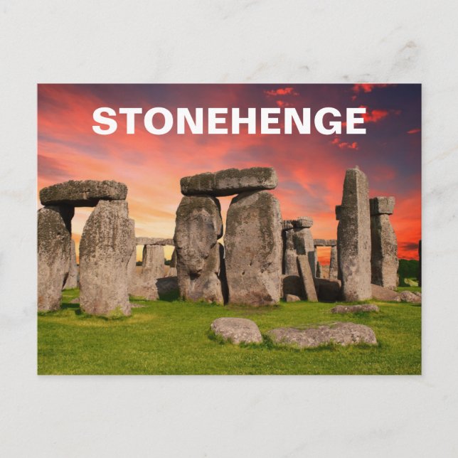 Stonehenge - Red Sunset Sky Postkarte (Vorderseite)