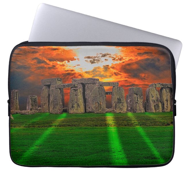 Stonehenge Stehend Stones bei Sonnenuntergang Laptopschutzhülle (Vorderseite)