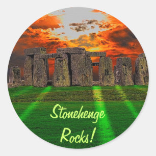 Stonehenge Stehend Stones bei Sonnenuntergang Runder Aufkleber