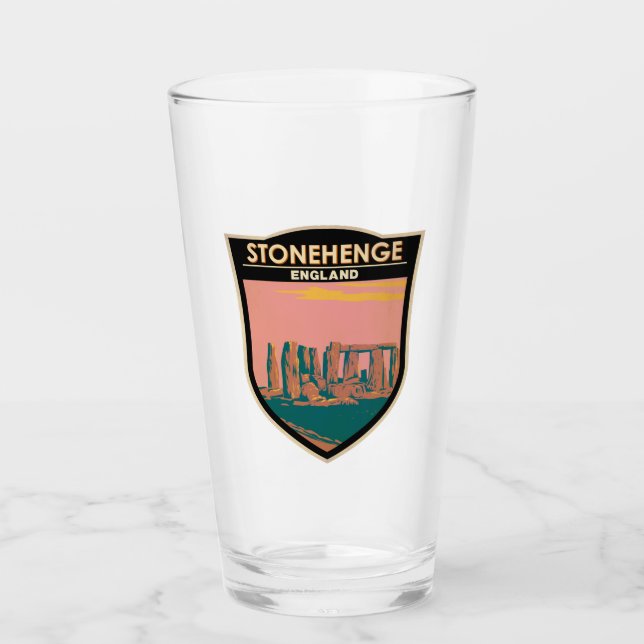 Stonehenge Travel Art Retro Illustration Glas (Vorderseite)