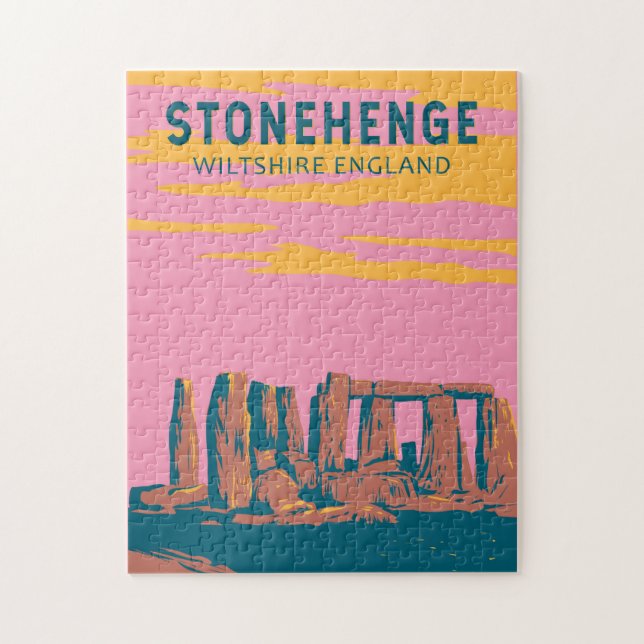 Stonehenge Travel Art Retro Illustration Puzzle (Vertikal)