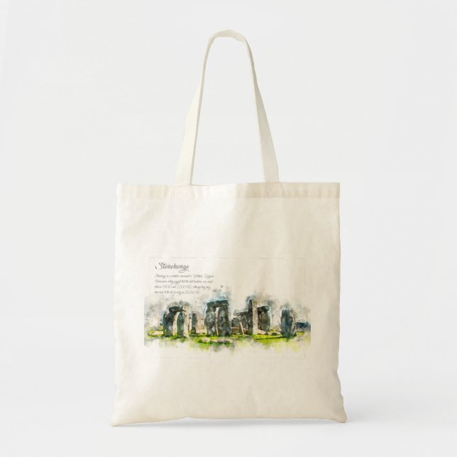 Stonehenge Watercolor Tragetasche (Vorne)