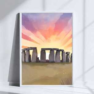 Stonehenge   Wiltshire England Historisches Aquare Poster