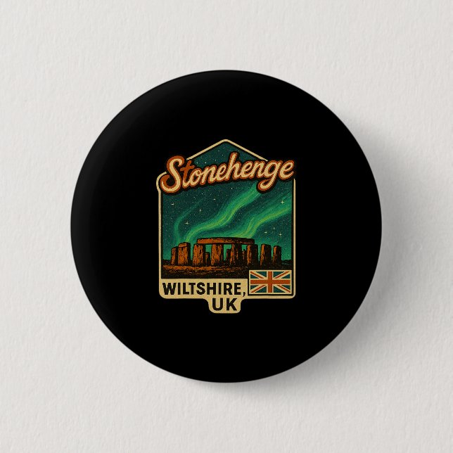 Stonehenge Wiltshire Großbritannien Aurora Boreali Button (Vorderseite)
